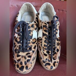 Dolce Vita Faux Leopard Fur and White Sneakers
